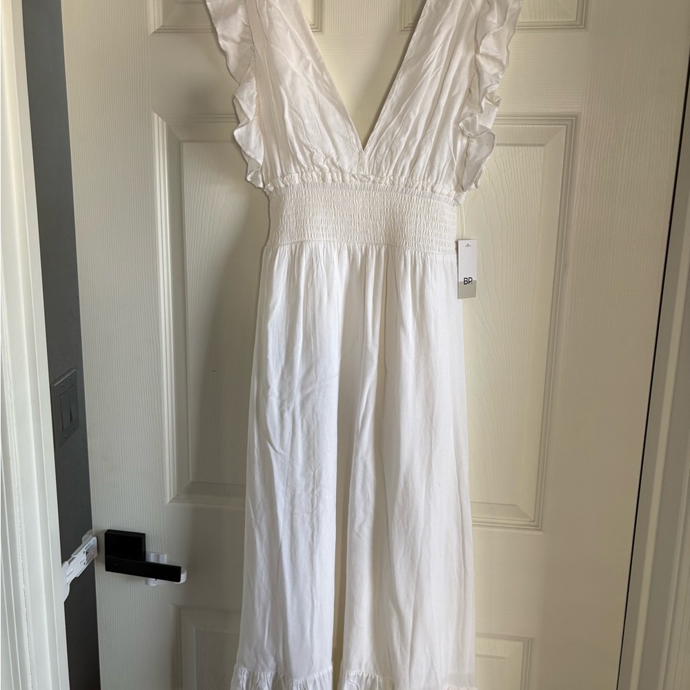 Stylish White V-Neck Boho Summer Sundress